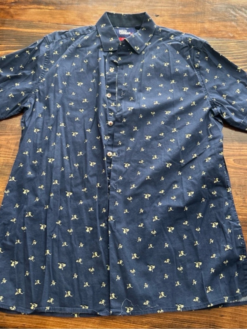 Billy London Navy Slim-Fit Short Sleeve Shirt with Duck Print